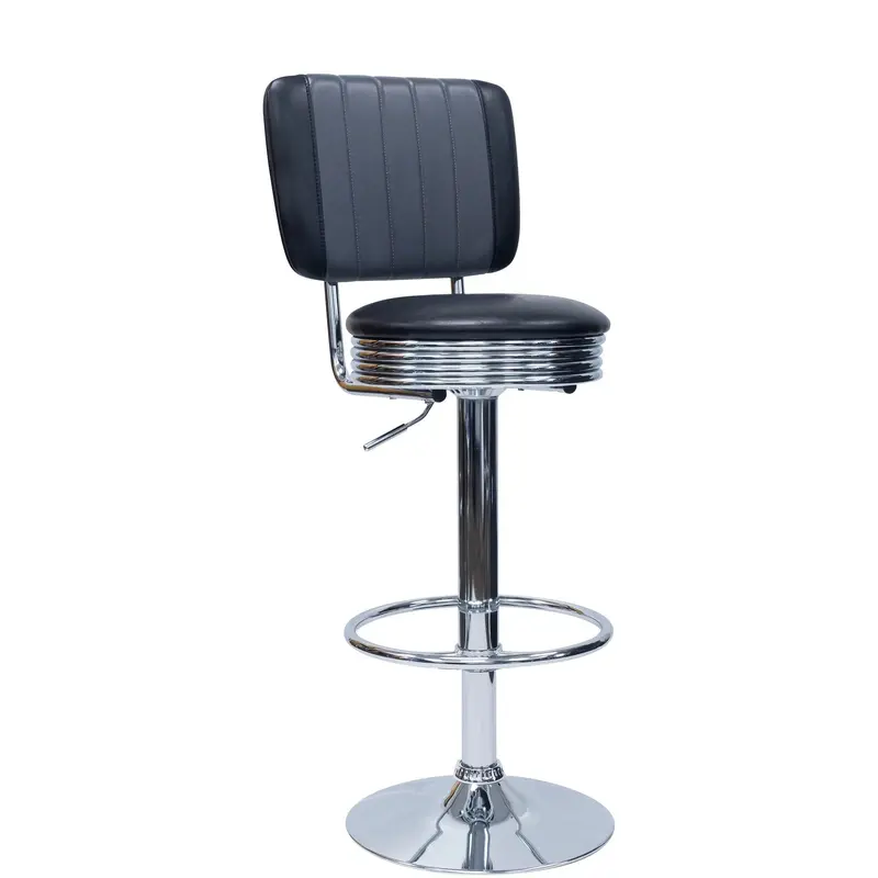 Retro Adjustable Bar Stool with Backrest