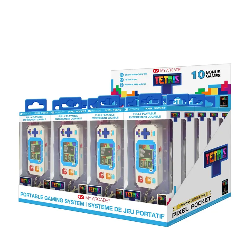 TETRIS PIXEL POCKET PLAYER (11 GAMES IN 1) TRAY -20 PCS