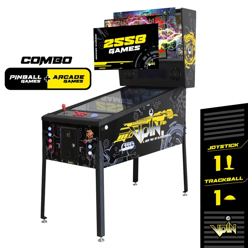 The Pincade Combo | Pinball & Arcade All in One Machine | 1 Player | 2558 Games