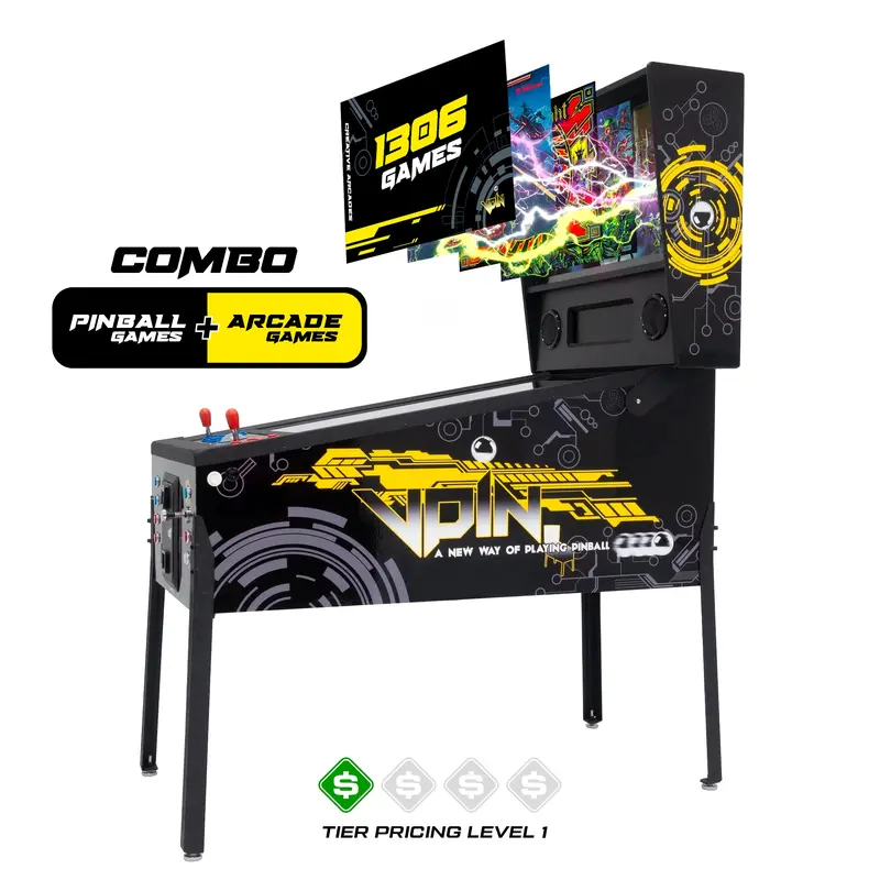 The Pincade Combo | Pinball & Arcade All-In-One Machine | 2 Player | 1306 Games