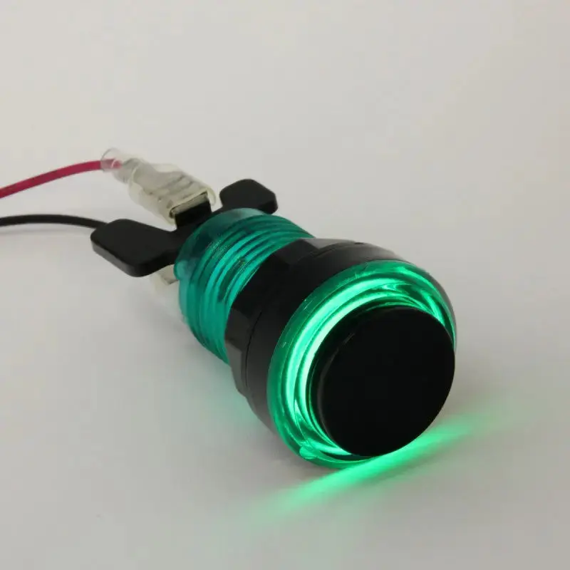 Paradise LED Button with Black Plunger - Translucent Green