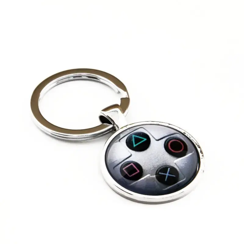 Silver Playstation Button Pad Keychain