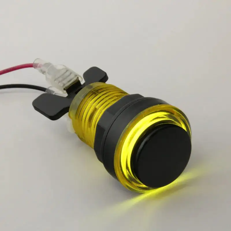 Paradise LED Button with Black Plunger - Translucent Yellow