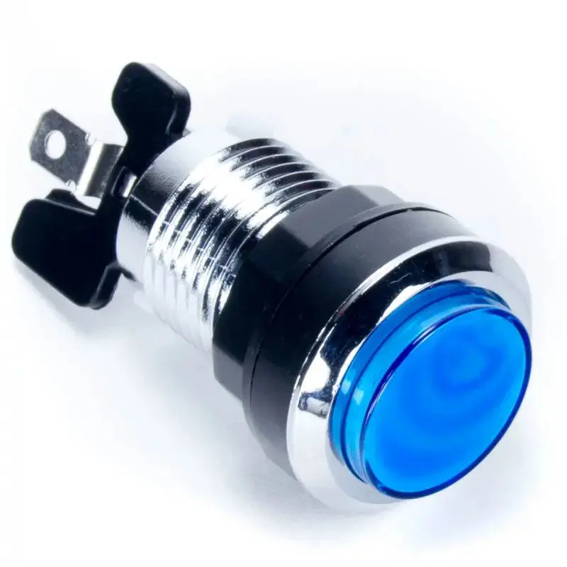 Paradise LED Button - Chrome and Blue