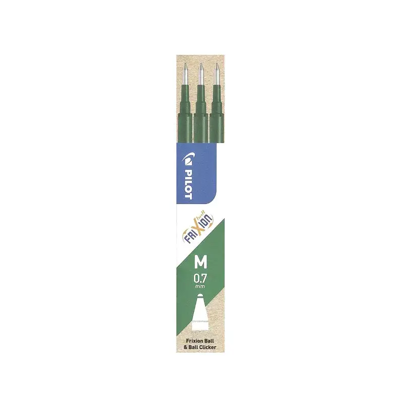 Pilot Frixion Clicker/Ball 0.7mm Erasable Pen Refills Green - 3 Pack