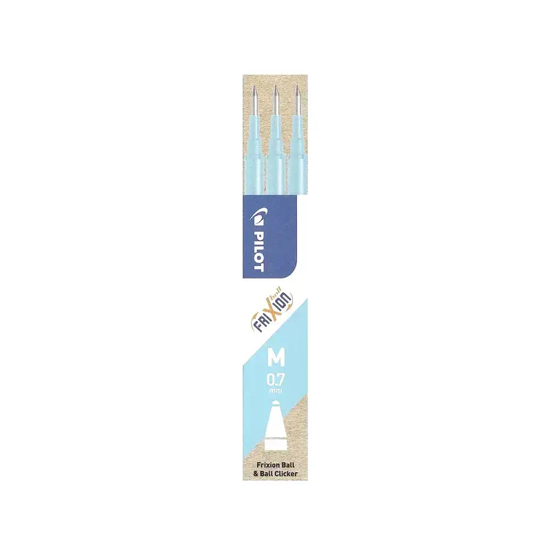 Pilot Frixion Clicker/Ball 0.7mm Erasable Pen Refills Light Blue - 3 Pack