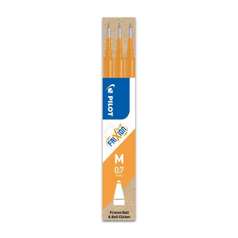 Pilot Frixion Clicker/Ball 0.7mm Erasable Pen Refills Orange - 3 Pack