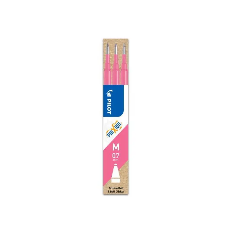 Pilot Frixion Clicker/Ball 0.7mm Erasable Pen Refills Pink - 3 Pack