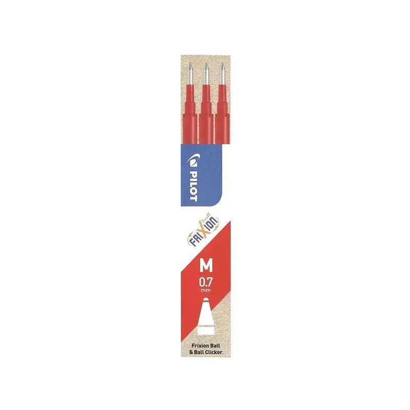 Pilot Frixion Clicker/Ball 0.7mm Erasable Pen Refills Red - 3 Pack