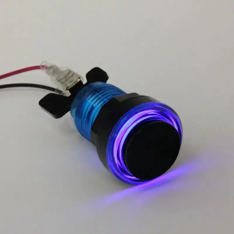 Paradise LED Button with Black Plunger - Translucent Blue