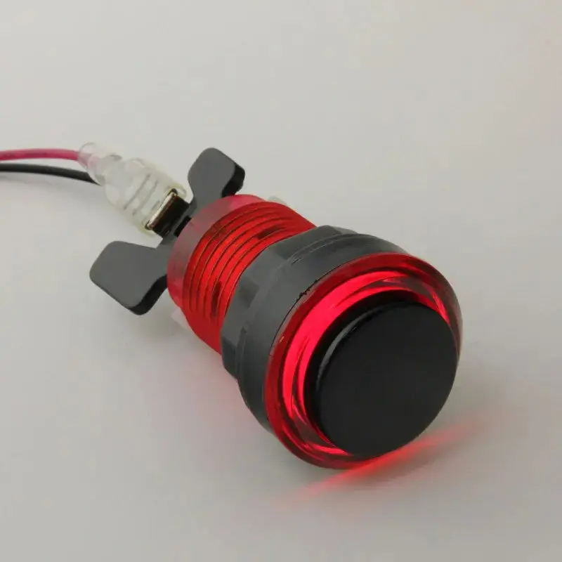 Paradise LED Button with Black Plunger - Translucent Red
