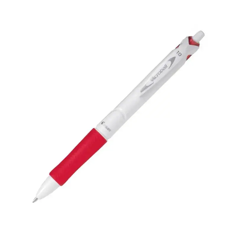 Pilot Acroball Pure White Pen 1.0 - Red Ink