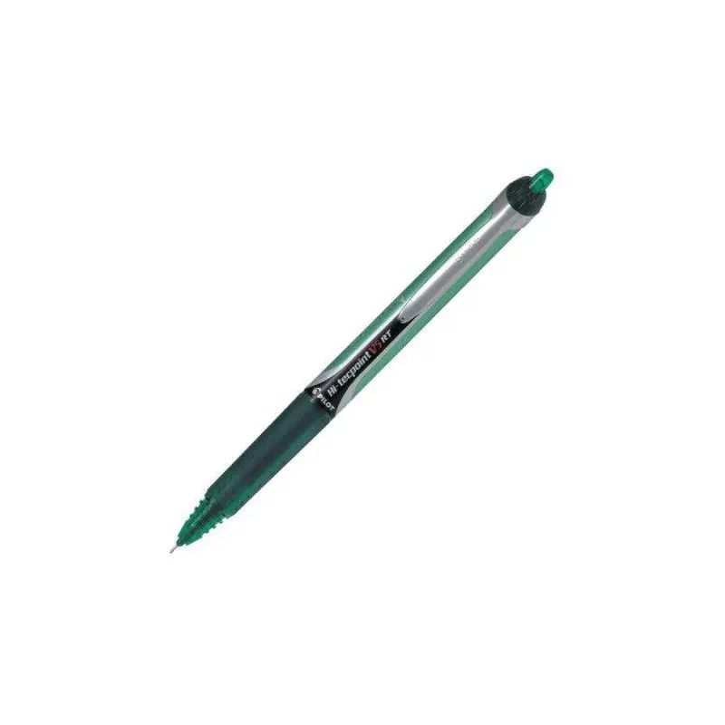 Pilot V5 Hi-Tecpoint Retractable FINE Rollerball Pen - Green Ink