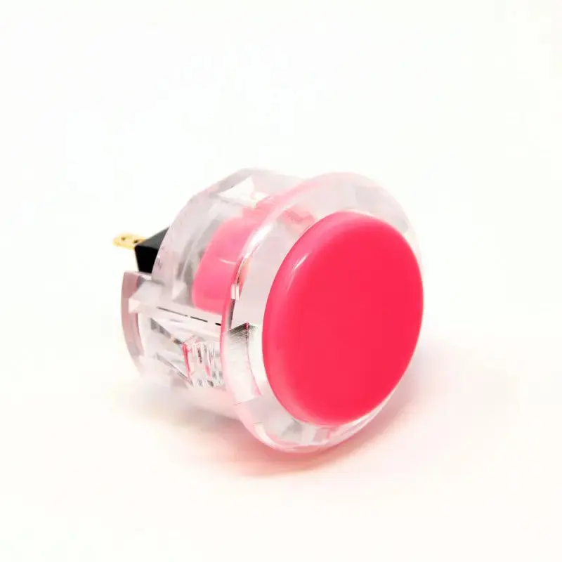 Sanwa OBSC-30 Snap-in Button - Clear White & Pink Plunger