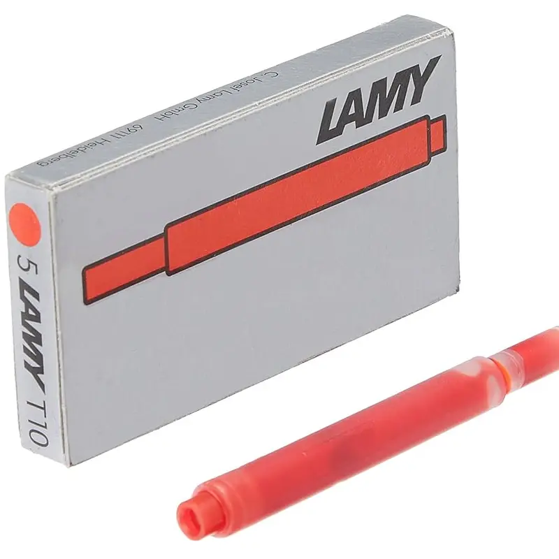 LAMY T10 Fountain Pen Ink Cartridges 5 Pack - Red