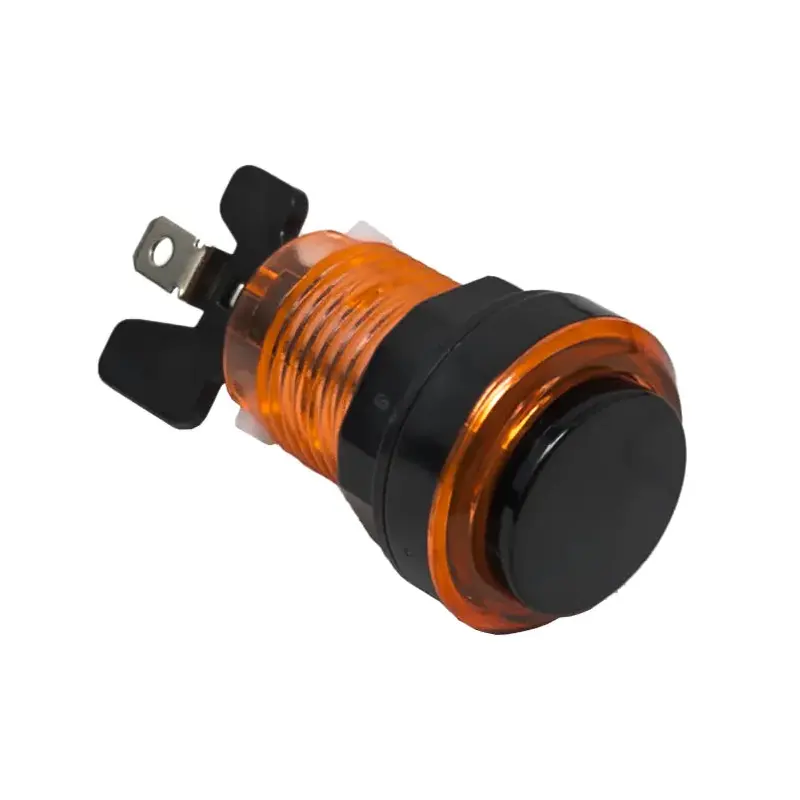 Paradise LED Button with Black Plunger - Translucent Orange